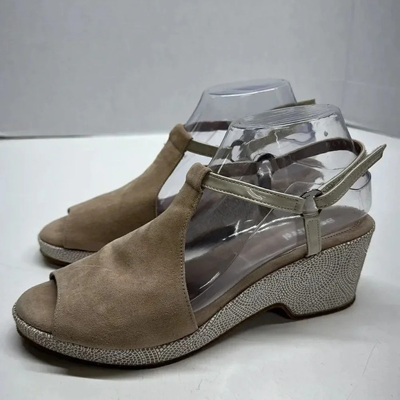 Beautifeel Sandals Shoes Open Toe Wedge Suede Orthopedic Brown Tan 39 9 - Picture 5 of 11